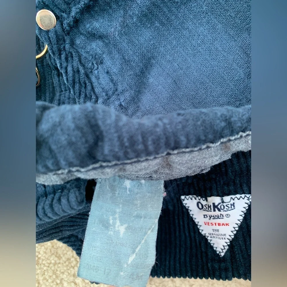 Vintage OshKosh Size 24 Months Blue Corduroy Bib Overalls